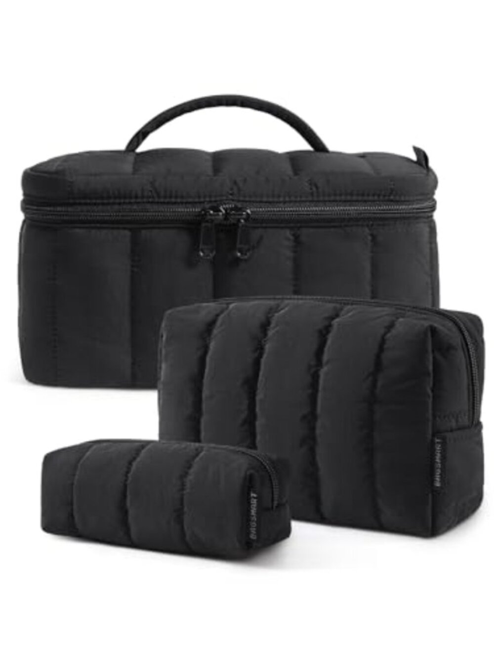Puffy Travel Makeup Bag 3-Pack Cosmetic Pouch Water-Resistant Toiletry Set
